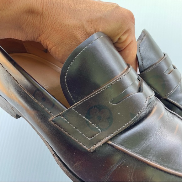 Louis Vuitton Men’s Vintage LV Monogram Trim Brown Leather Loafer size 7 - Picture 4 of 9